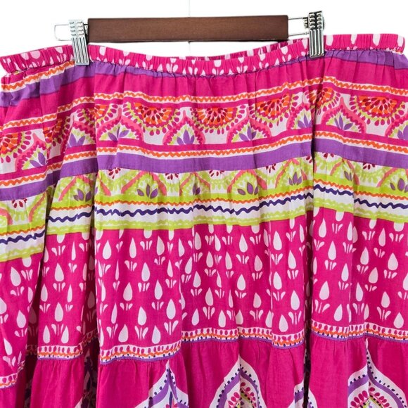 Liz & Me Womens Boho Maxi Skirt Elastic Waist Pink Purple 14/16W - Picture 6 of 9